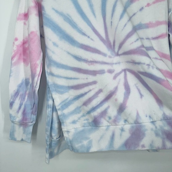 90 Degree by Reflex Pink & Blue Tie-Dye Side-Slit Sweatshirt - Picture 9 of 9